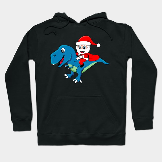 santa rides a dinosaur in christmas day Hoodie by osvaldoport76